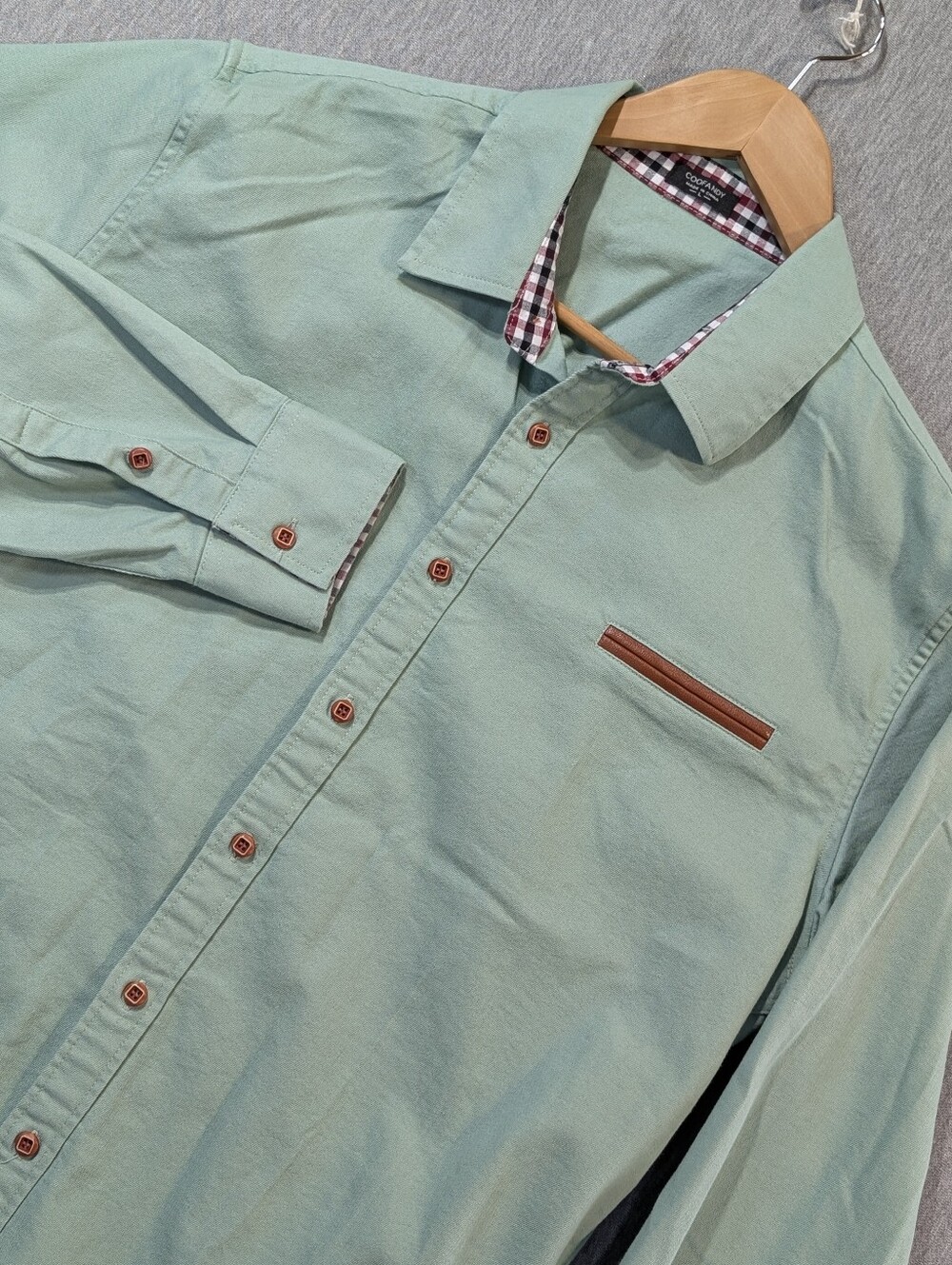 Coofandy Button Shirt Men's Large Mint Green Long Sleeve